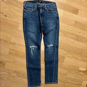 PAIGE Men's Dark Blue Distressed Slim Jeans